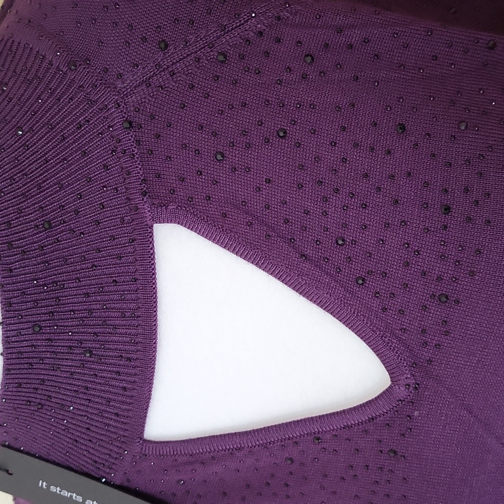 Cable & Gauge Purple Cut-Out Top with Black Stone Embellishment - Picture 2 of 5